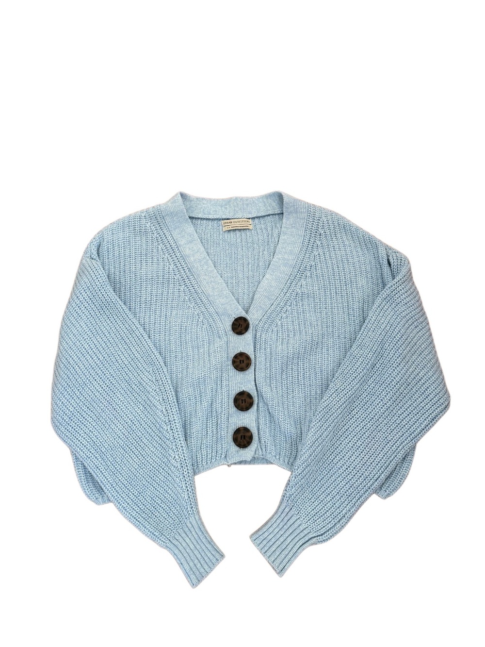 Urban Outfitters Cropped Blue V-Neck Oversized Button Cardigan Sweater Size S